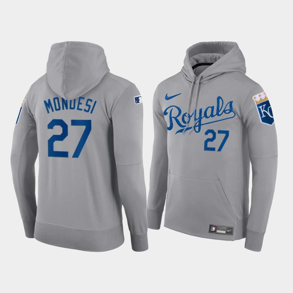 Men Kansas City Royals 27 Mondesi gray hoodie 2021 MLB Nike Jerseys